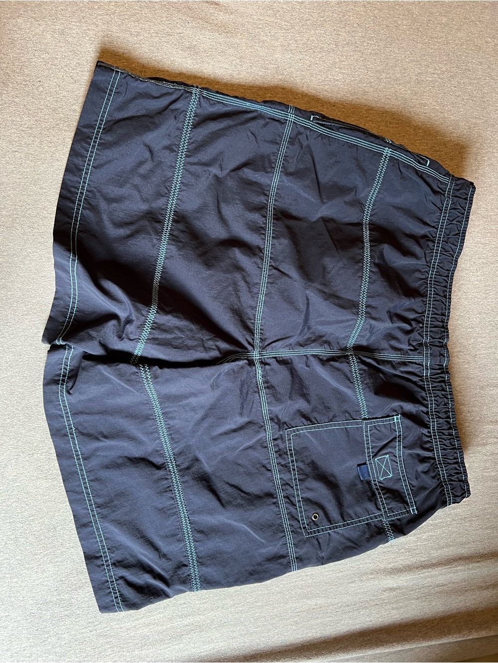 Tommy Hilfiger Navy Swim Shorts with Teal Stitching - Picture 2 of 4